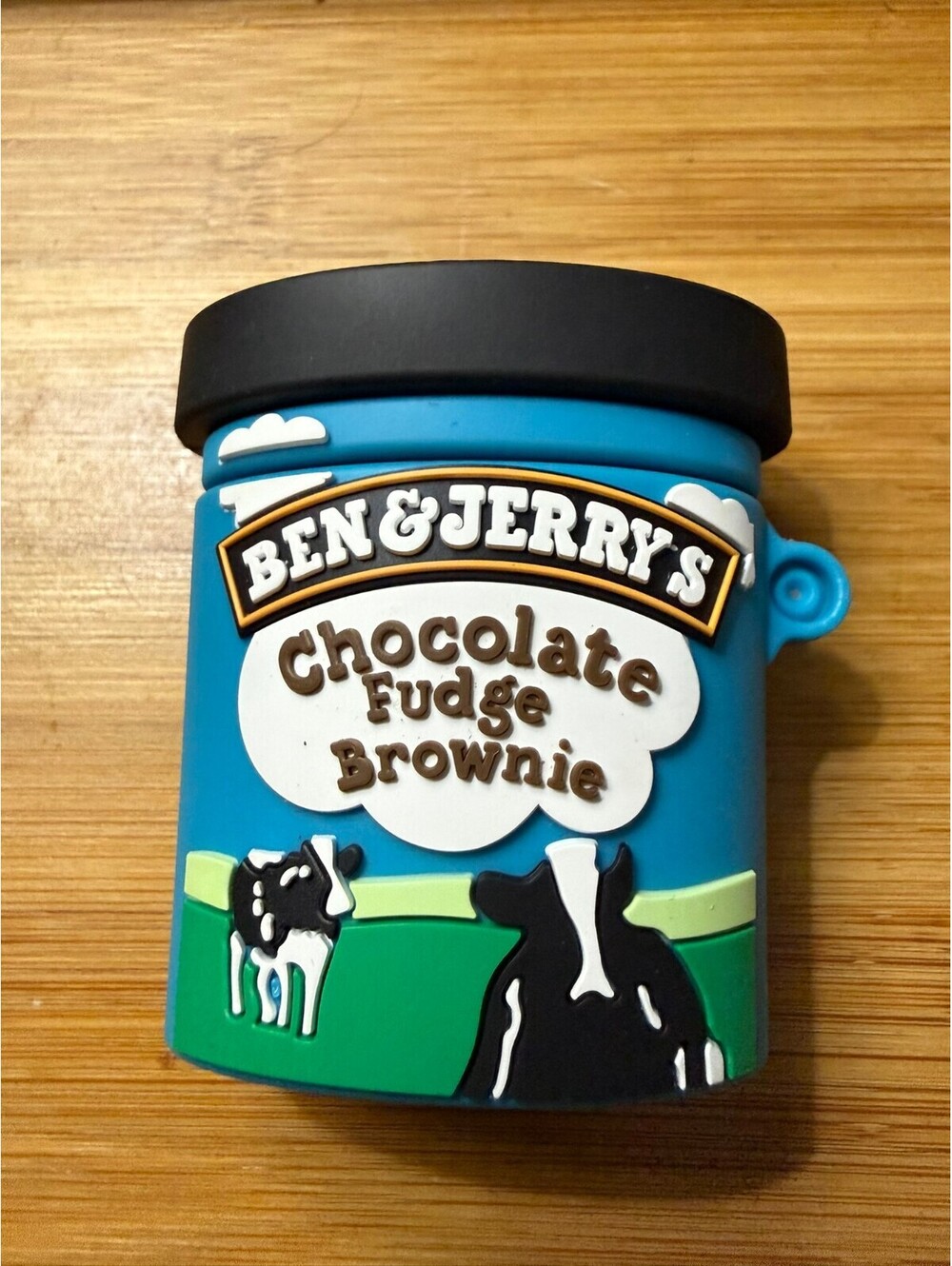 Ben and Jerry's Chocolate Fudge Brownie Keychain Airpods gen 1 -2 case bag charm